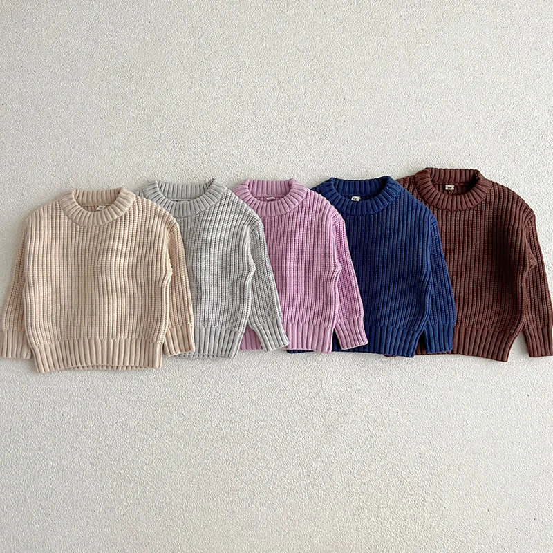 Kids Sweater Baby Boys Girls Knit Cotton Long Sleeve Pullover Tops 0-6Y