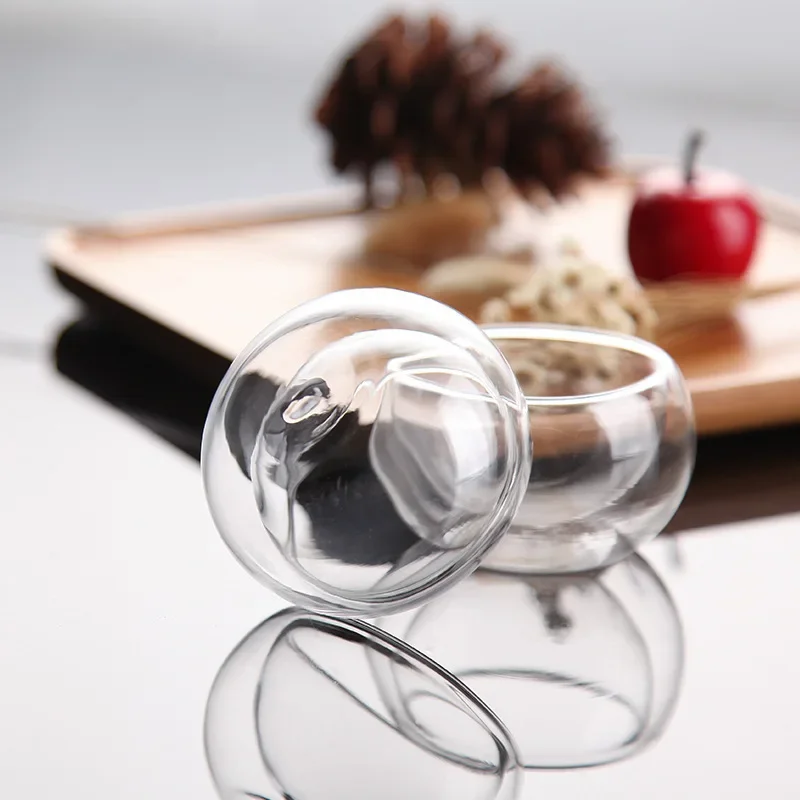 1pcs Double Wall Clear Glass Tea Cup 50ml Layer cup mug heat-resistant glass double cup Kung Fu tea cups tea cup drinking glasses