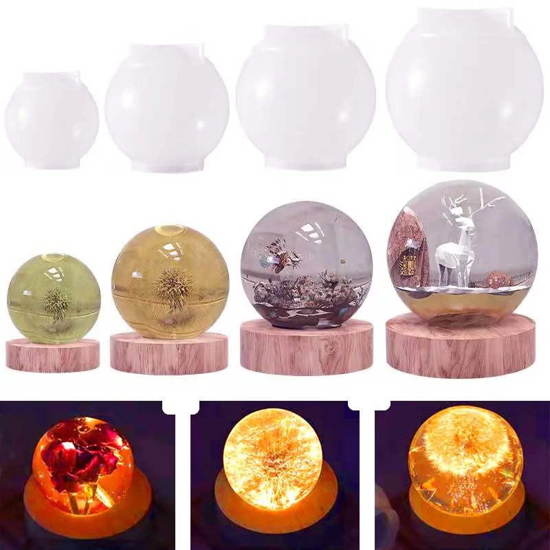 DIY Crystal Silicone Resin Mold Round Ball Night Light Ornament Pendant Jewelry Silicone Mould For Resin Making