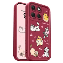 Charming Cat Design Soft Phone Case - Staircase Edition - Moto G86 (Wine)