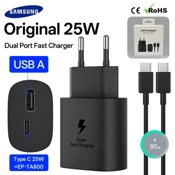 Samsung – chargeur Super rapide 25w PD Type C, adaptateur EU US Galaxy A56 A55 A05s A54 A16 A35 A25 S25 S24 S23 S22 S21 + Z Fold Z Flip