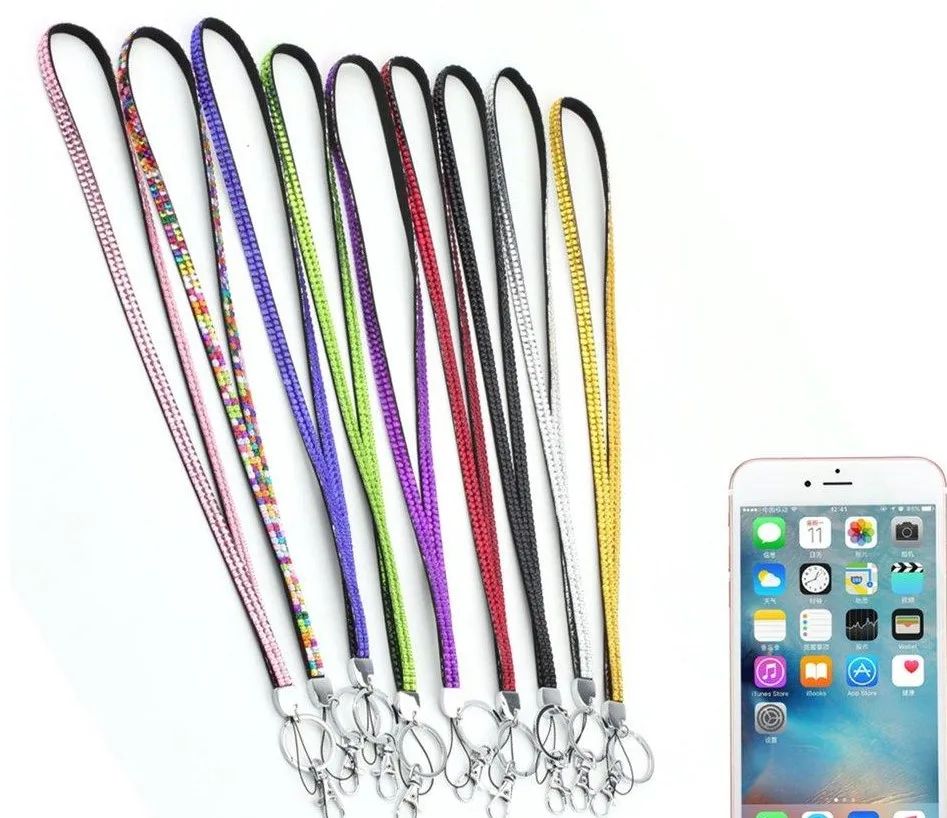 

60pcs Bling Rhinestone Crystal Custom Strap Lanyard ID Badge Key Ring Holder Lanyards For Mobile Phone Neck Straps