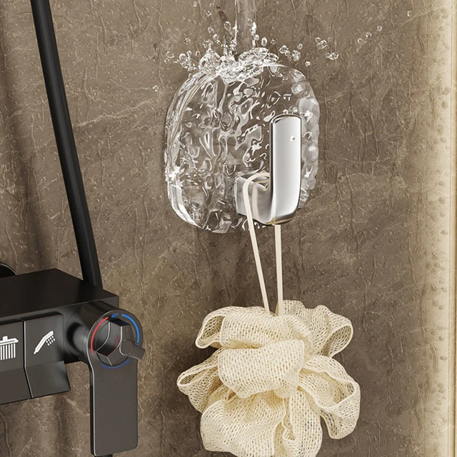 ​ ตะขอแขวนกาวใสสำหรับงานหนัก 4 ชิ้น, ไม่มีเจาะแขวนผนังเหนียวเหนียว, ห้องน้ำ/ห้องครัวตะขอสำหรับผ้าเช็ดตัว, เสื้อโค้ท, กุญแจ 4