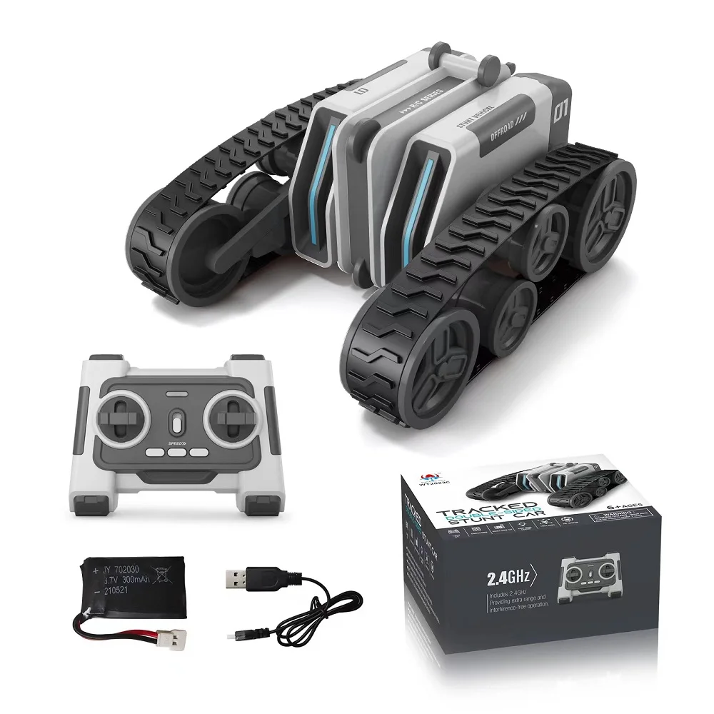 RC Tank Remote Control Tank Stunt Vehicle Double Flip Cool Lighting 360 &deg; Rotating Fancy Stunts Electric Car Kid Toy Gift remote control car remote control vehicle remote control tank
