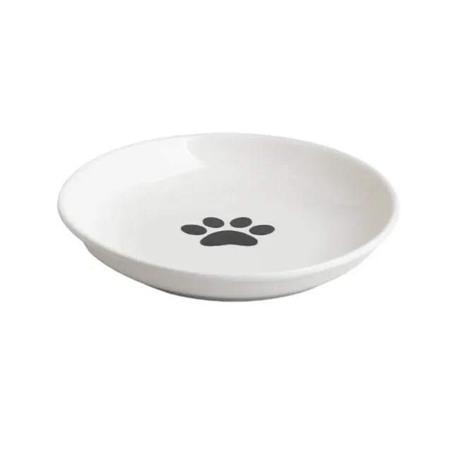 Pet Cat Bowl Snack Canned Tray Not Easy To Tip Over Cat Food Bowl Porcelain Cat Plate Dog Food Bowl Pet Supplies 5