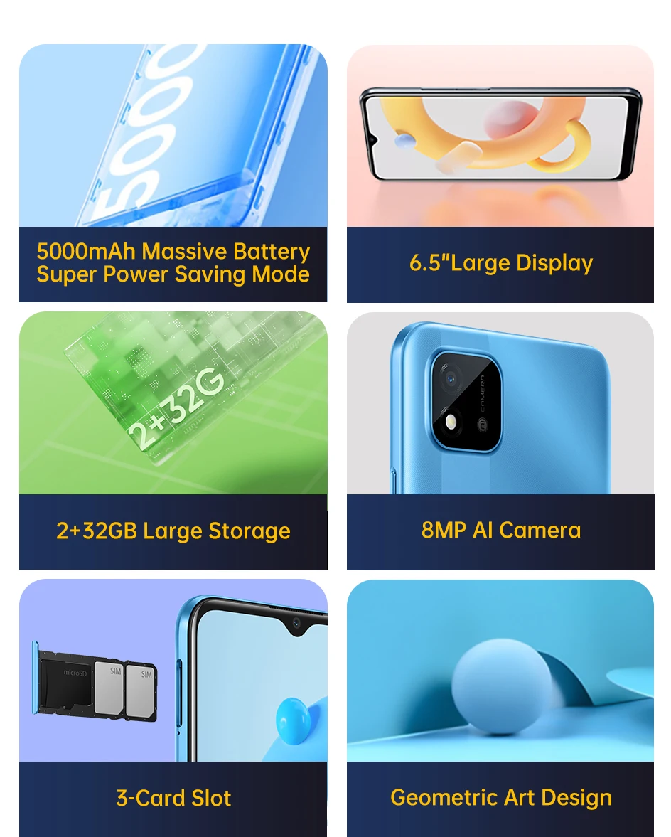 realme latest smartphone Global Version realme C11 Mobile Phone 2GB 32GB 5000mAh Battery 6.5 Inches Fullscreen 13MP Dual Camera 3 Card Slot Smartphone realme new version mobile