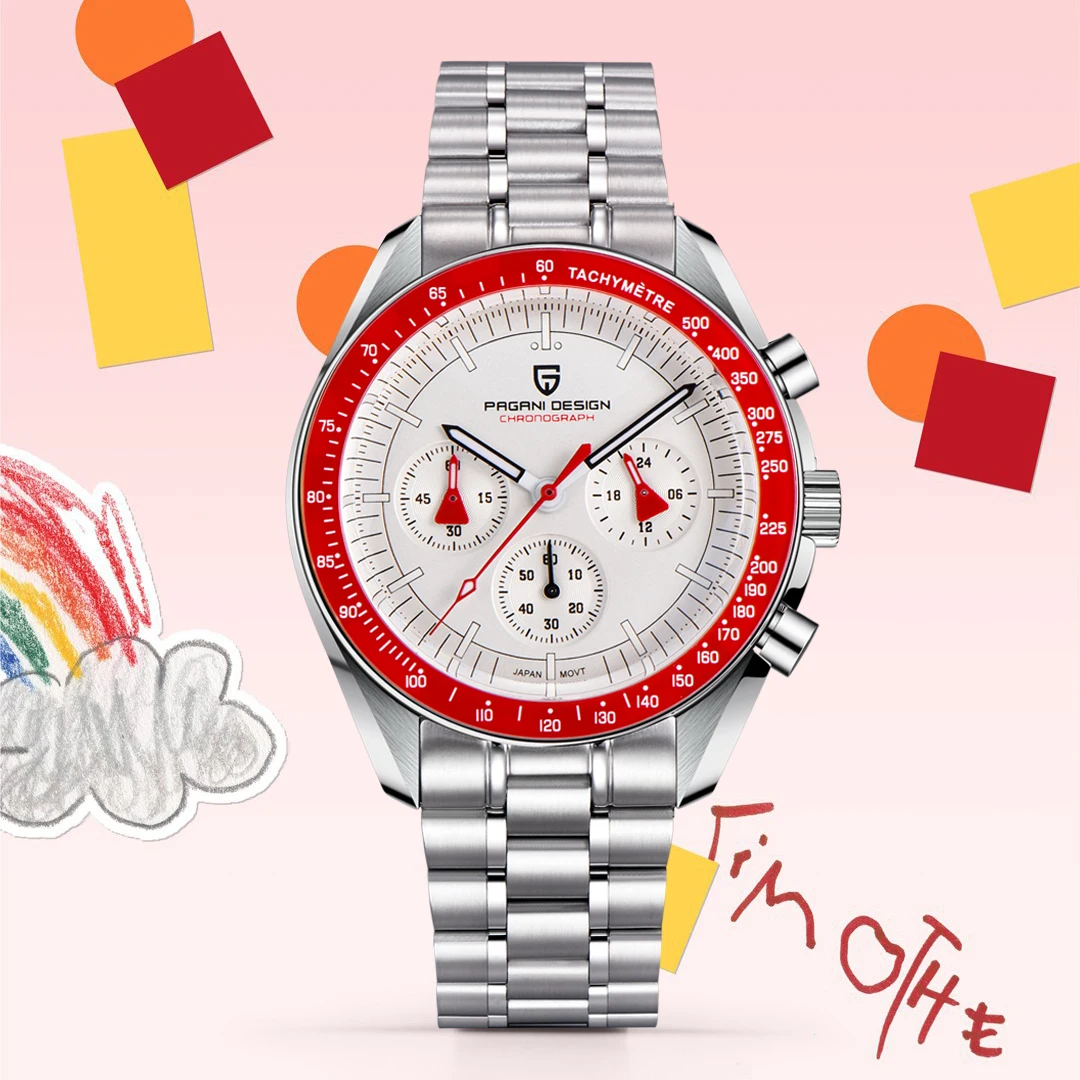 Pagani Design Sapphire Watch Ring Quartz Man Watch Automatic Date Speed Chronograph 100M Waterproof All Steel Luxury Men Watches