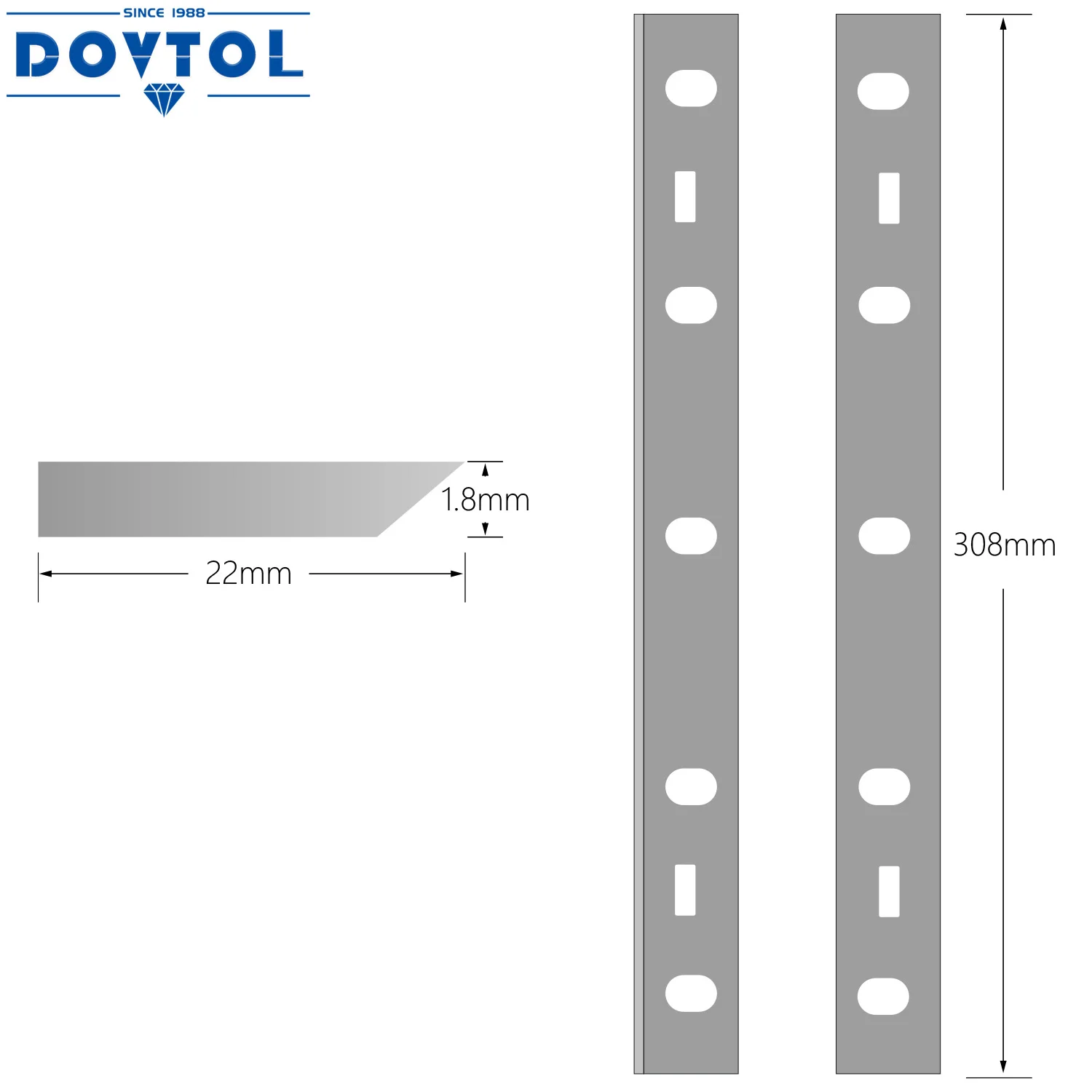 308x22x1.8mm Planer Blades Jointer Knives Replacement for HAIS MBY12 Four-Side Planer High Speed Press 2pcs