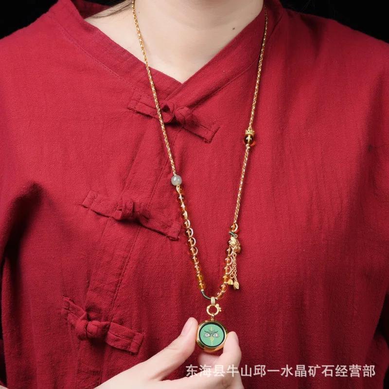 손으로 짠 자킬람 황수정 펜던트 로프, Thangka 남녀공용, 랜야드 태국 부적 로프, 티베트 민족 스타일