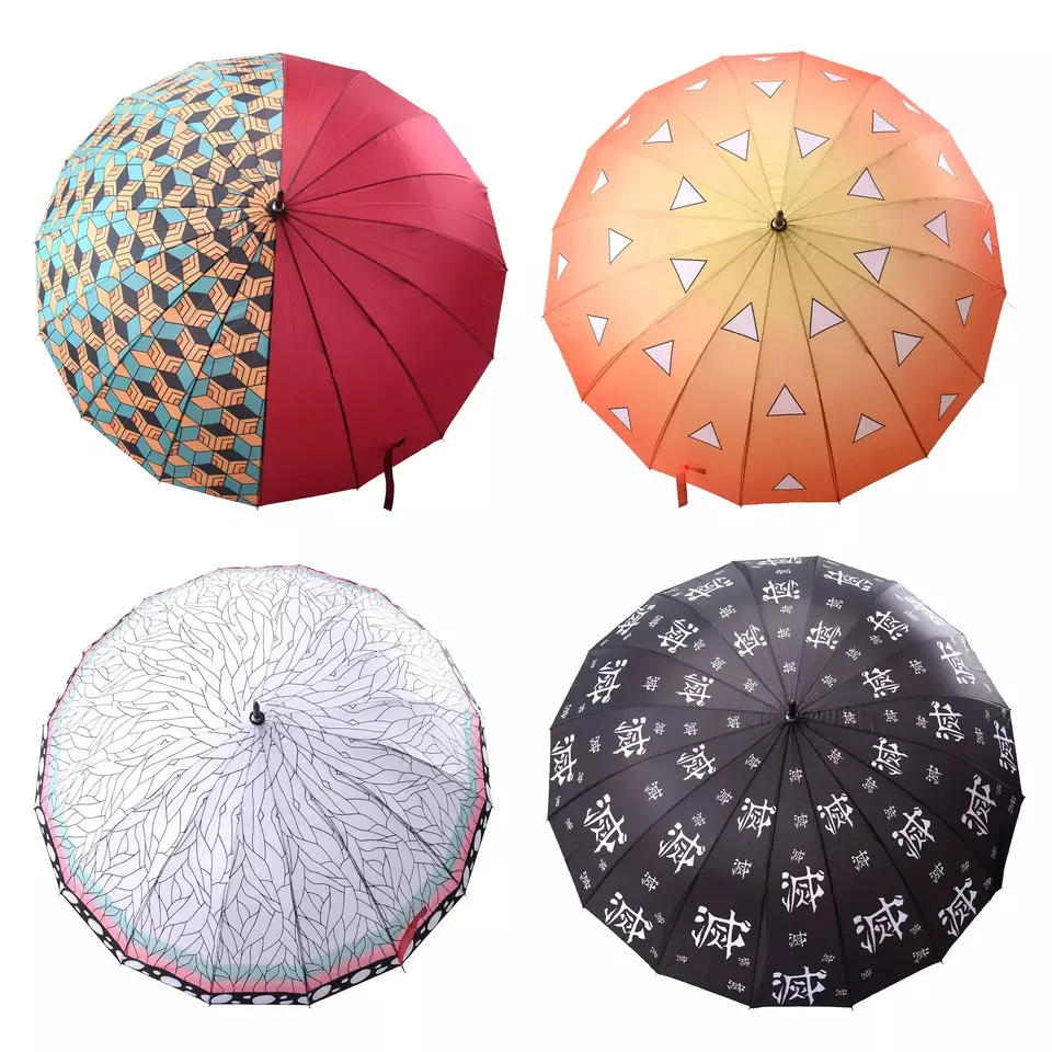Description Picture 5 of itemAnime Demon Slayer Katana Umbrella Sunshade Long Handle Parasol Umbrellas Kimetsu No Yaiba Tanjirou Windproof Sword Rain Gear