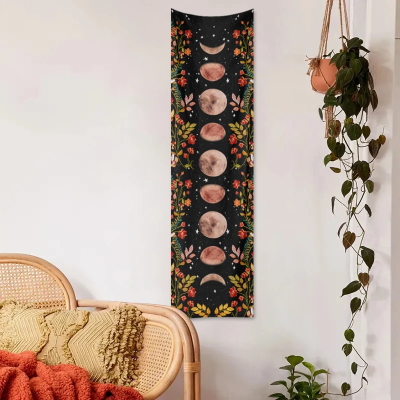 1pc Pilz teppich, Mondphase Blumen-und Pflanzen wandbehang, Schlafzimmer dekoration Wandbehang (ohne Zubehör) – Detail 7