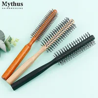 Manche en bois dents en Nylon brosse circulaire peigne à rouleau bouclé racine de cheveux moelleux cheveux raides peigne multifonctionnel pour hommes et femmes 1