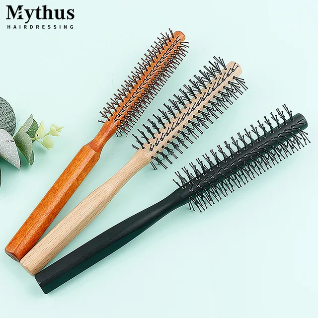 Manche en bois dents en Nylon brosse circulaire peigne à rouleau bouclé racine de cheveux moelleux cheveux raides peigne multifonctionnel pour hommes et femmes 1