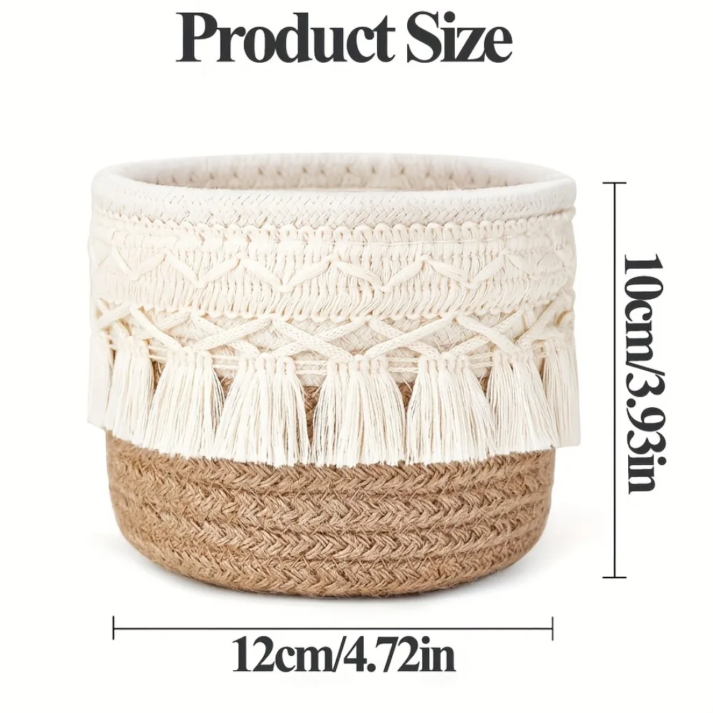 1pc Round Woven Cosmetic Storage Basket,Makeup Brush Holder, Cute Vanity Organizer Box for Home Decor,Ideal for Storing Pencils
