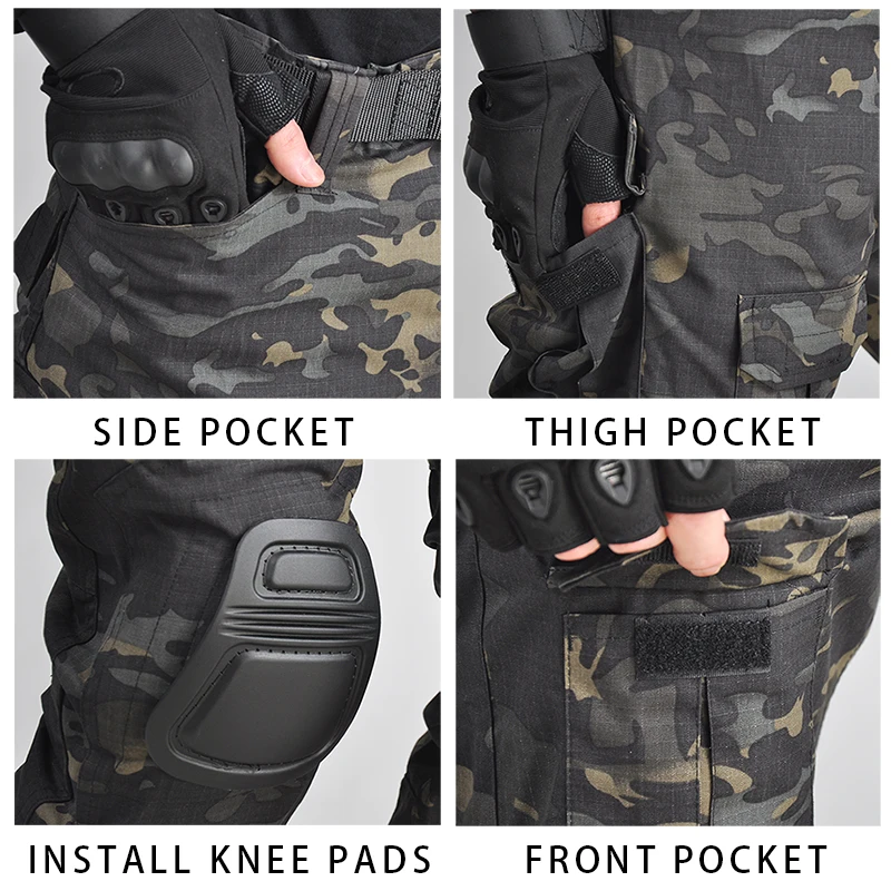 Han Wilde Plus Size Broek 8XL Mannen Cargo Broek Met Pads Militaire Tactische Broek Jacht Multi Pockets Camouflage broek