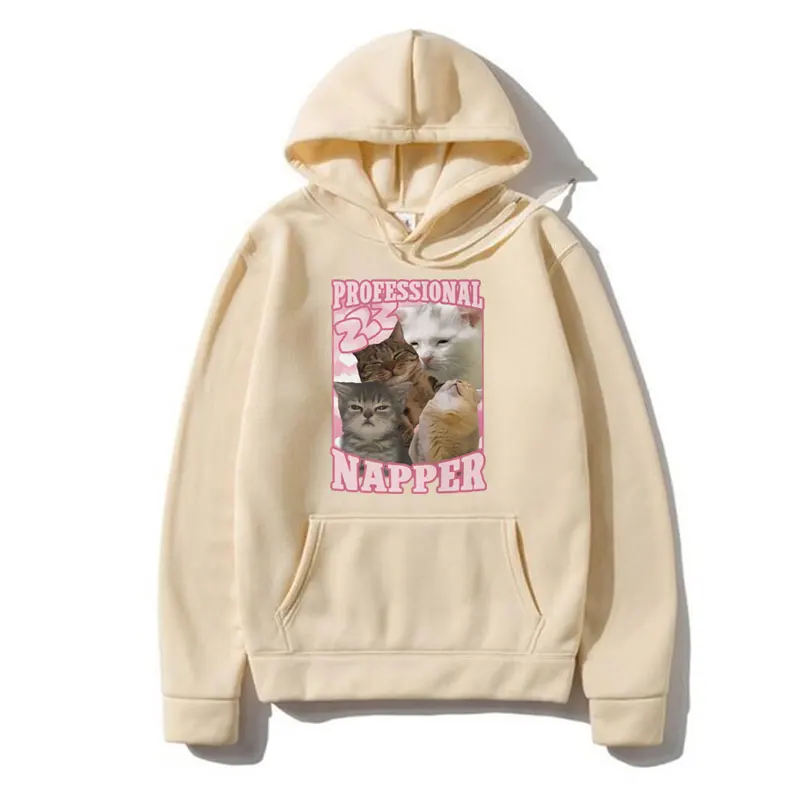 Professional Napper Funny Cat Meme Hoodies Men Women Fashion Kawaii Aesthetic Harajuku Sweatshirt Oversized Streetwear Pullover