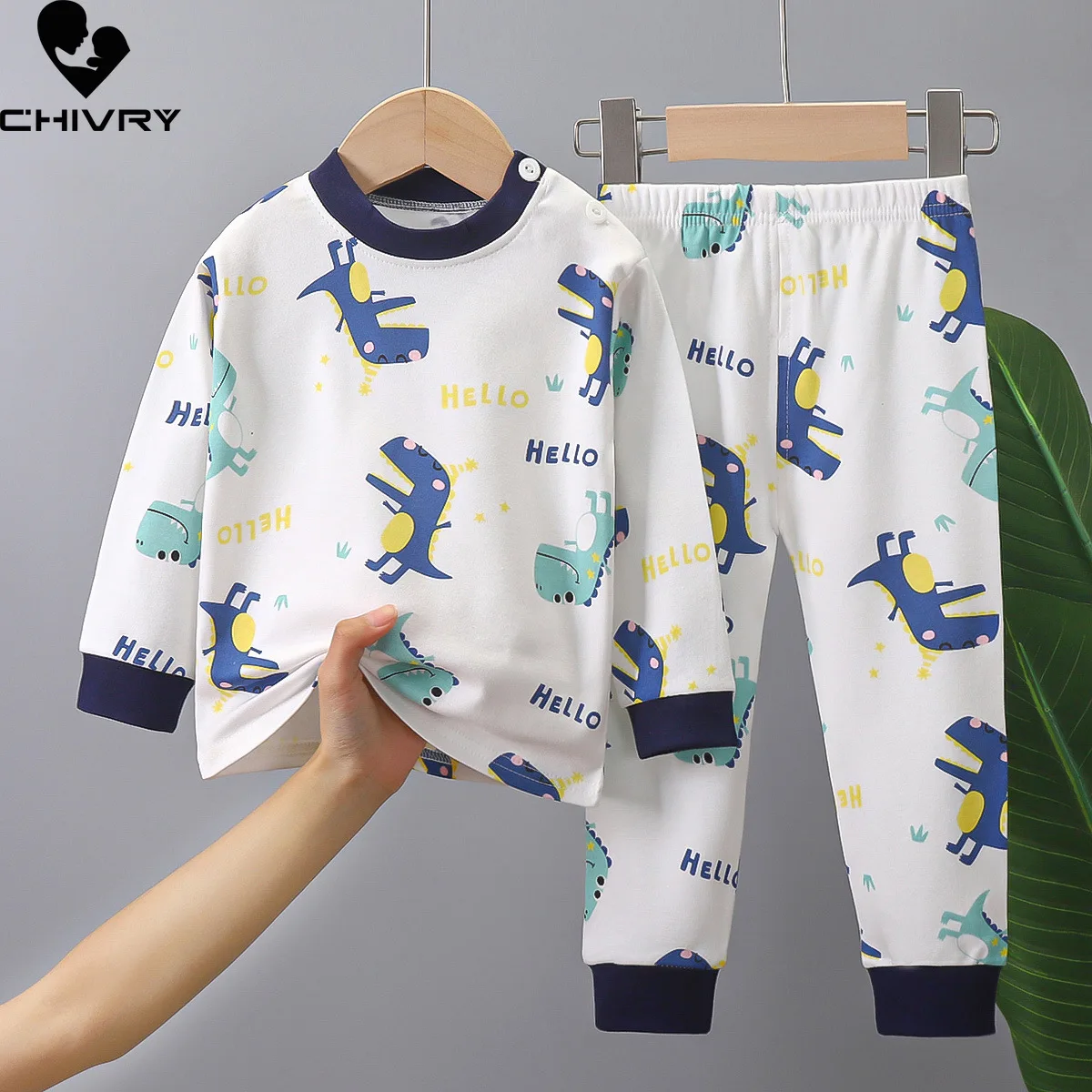 Kids Boys Girls Pajama Sets Cartoon Print Long Sleeve Cute T-Shirt Tops with Pants Toddler Baby Autumn Sleeping Clothes pajamas sets children pajamas kids clothes sets