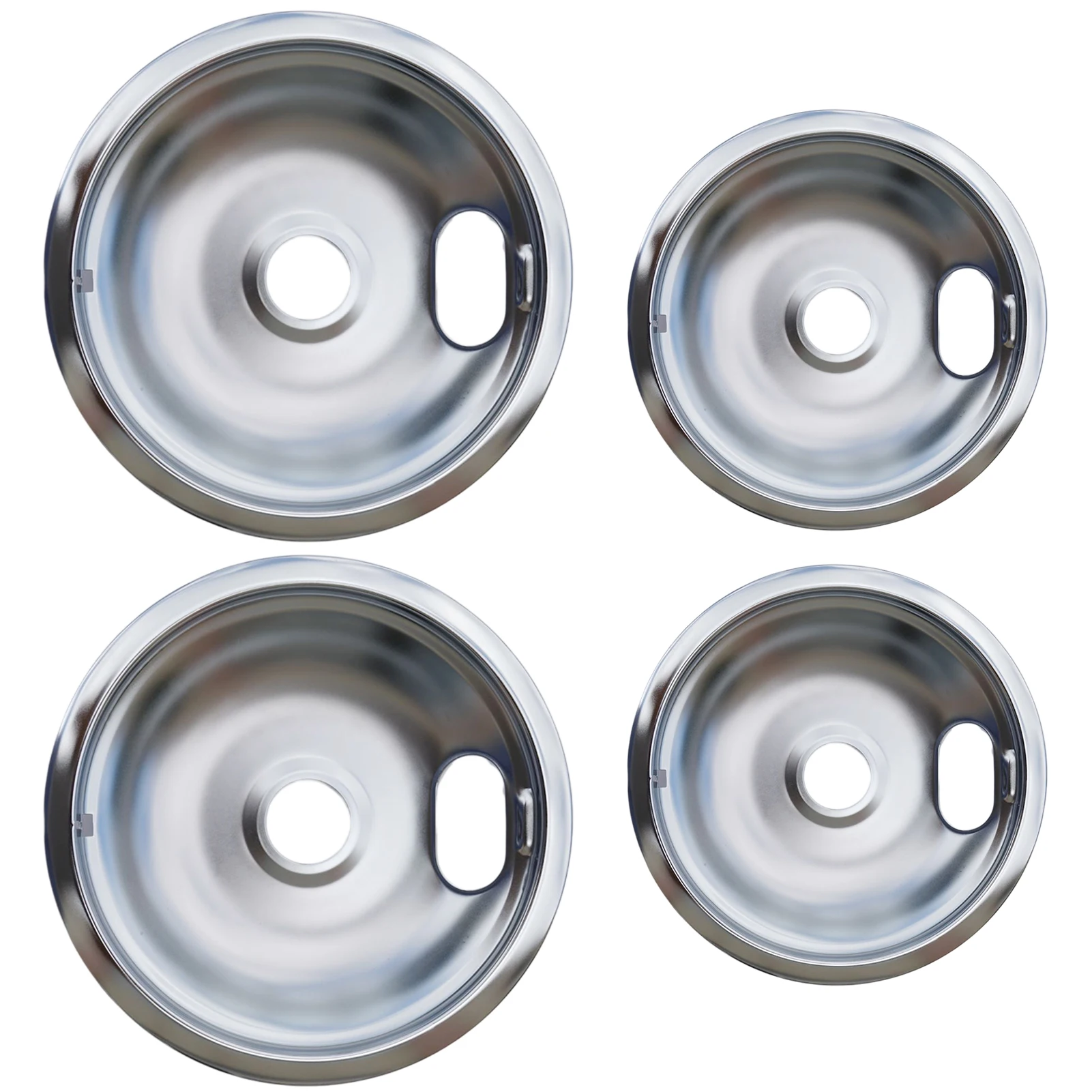 

4pcs Electric Stove StickEnergy Save Catch Spills Drip Pans Replacement 6in 8in Burner Safety Chrome-Plated Surface