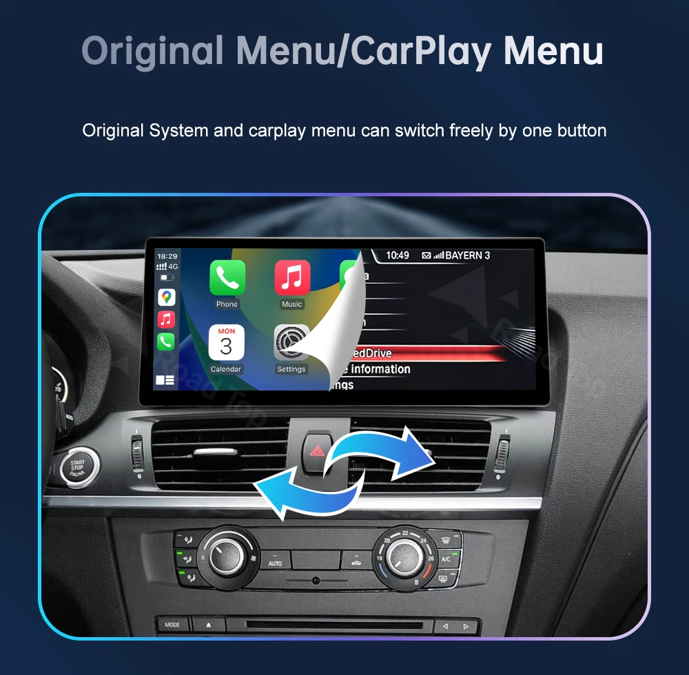 DE Multimedia-Display für BMW X3 X4 F25 F26 2011-2022 CIC NBT EVO Touchscreen Wireless Carplay Android Auto Navigation – Detail 8