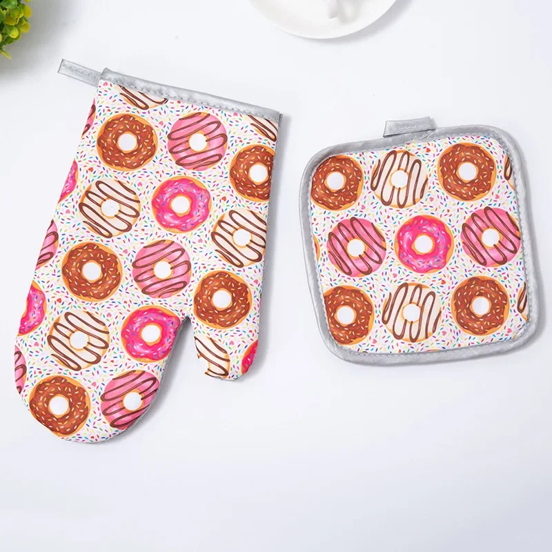 

Insulation Gloves for Baking or BBQ, Kitchen Microwave Glove, Cotton Oven Mitts, Potholder Mat, Dessert Potholder Pad, New, 2Pc