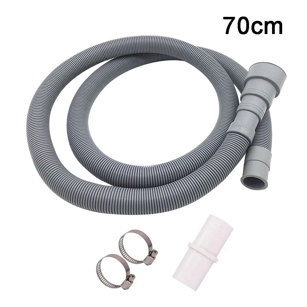 Universal Drain Hose Extension with Clamps - Adjustable Length for Washing Machines and Dishwashers
