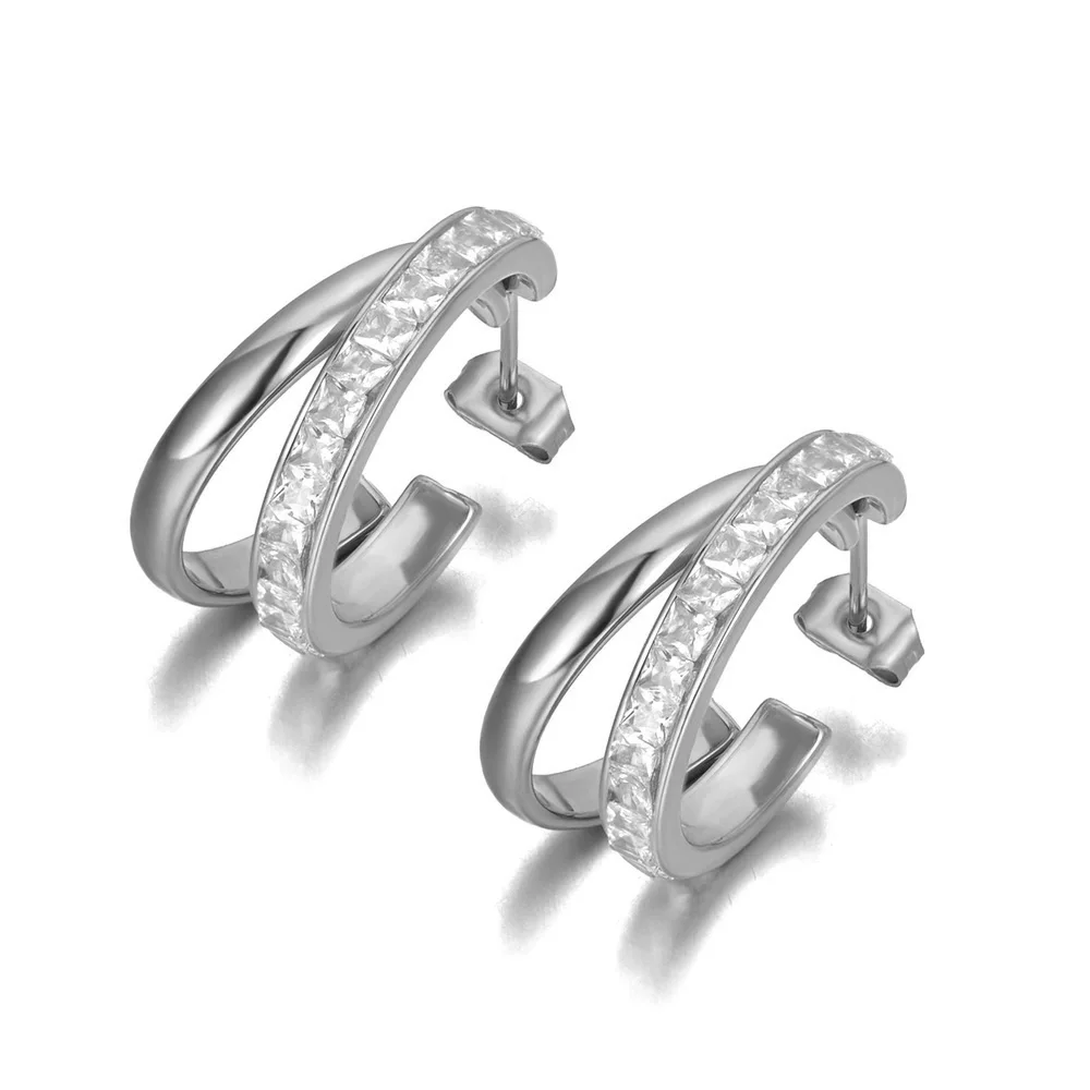 JeeMango Trendy quadratischer Kristall-Zirkonia-Creolen-Ohrring für Damen, Edelstahl, modisch, glänzend, CZ-Ohrschmuck, Geburtstagsgeschenk, E26066 – Detail 10