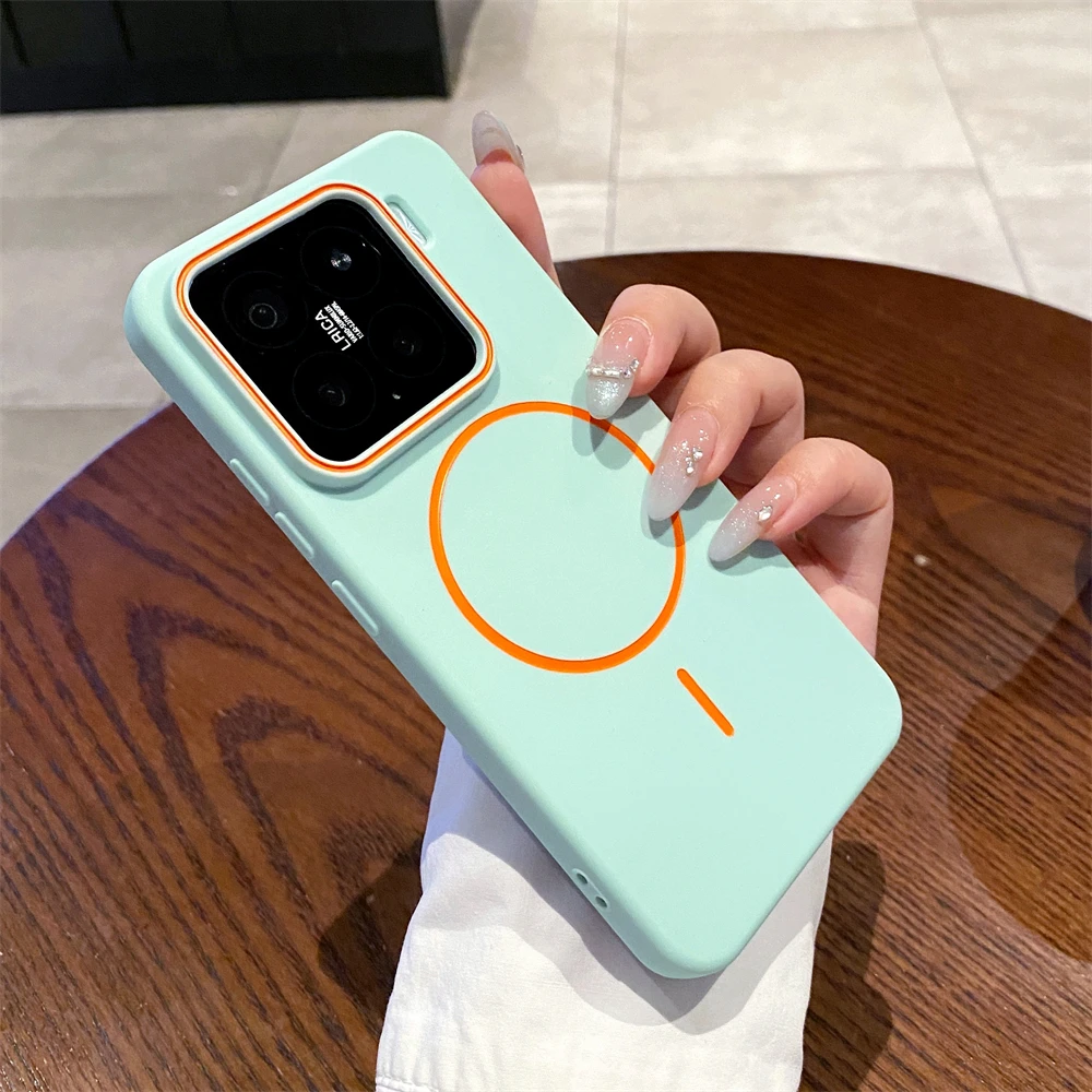 Luxury Matte Magnetic Phone Case with Wireless Charging and Shockproof Camera Bumper Cover
