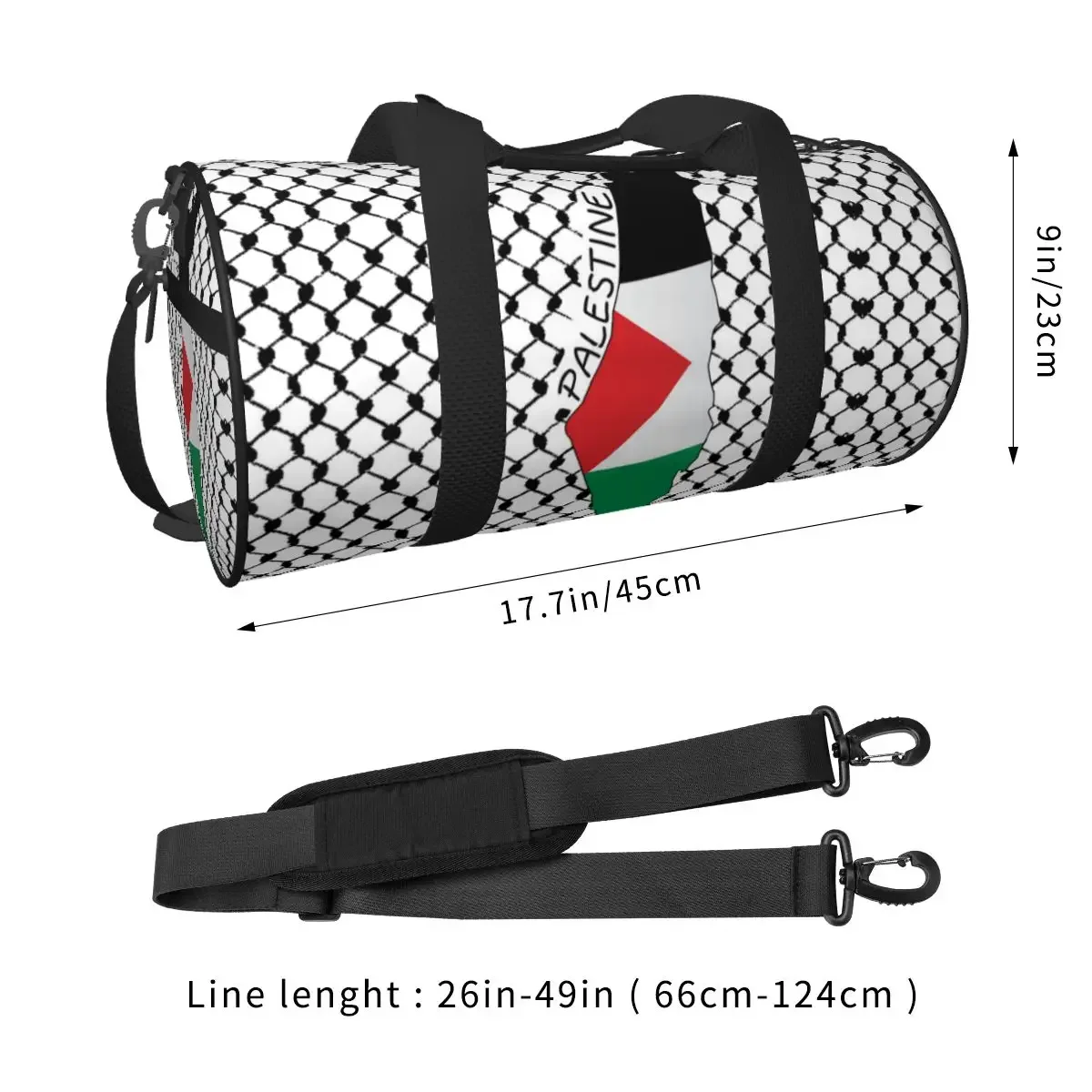 Palestine Flag Map Travel Bag Kufiya Hatta Swimming Gym Bag Men's Design Large Capacity Sports Fitness BagsWaterproof Handbags