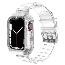 

Case+belt for Apple Watch strap 44mm 40mm 45mm 41mm 42mm 38mm Accessories Transparent Silicone Bracelet iWatch serie 3 5 6 se 7