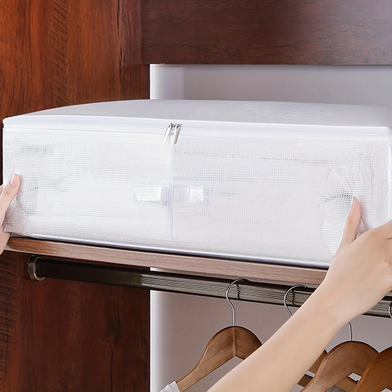 1pc-PVC Large Capacity Quilt Clothes Storage Bag Under Bed Storage Box Closet Organizer Blankets Comforters Dust-proof Storage B