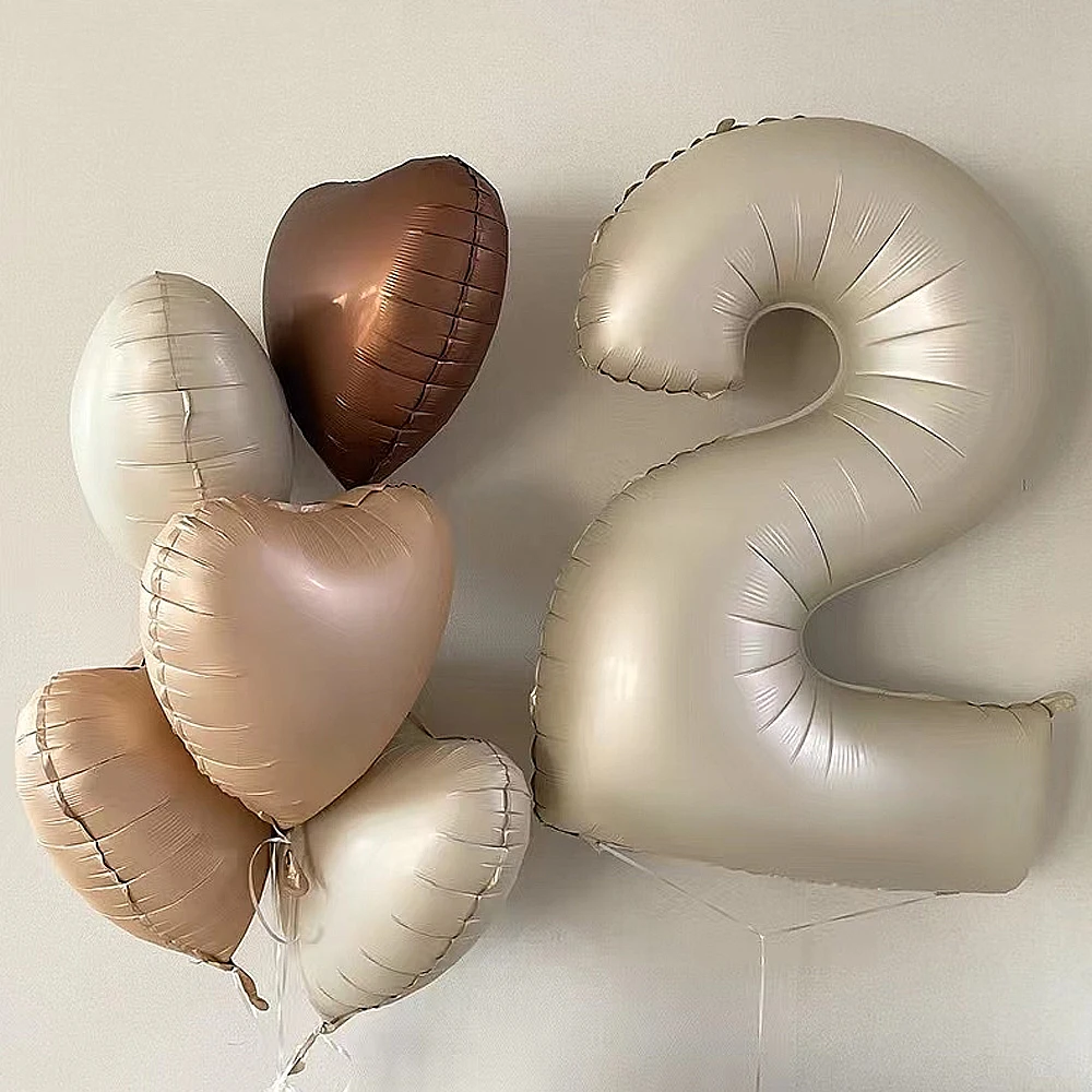 26 Zoll Explosion Stern Folienballons 4D Braun Beige Creme Herz Kreis Form Helium Ballon Baby Mädchen Geburtstag Party Hochzeit Dekor – Detail 10