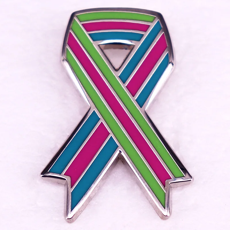 Metastatic Breast Cancer Ribbon Enamel Pin Badge Brooch Jewelry