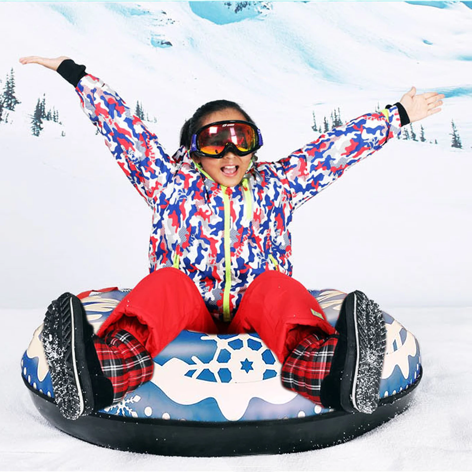 

120CM Floated Skiing Board Winter Inflatable PVC Ski Circle With Handle Children Adult Outdoor Snow Tube Skiing Accessories 2020