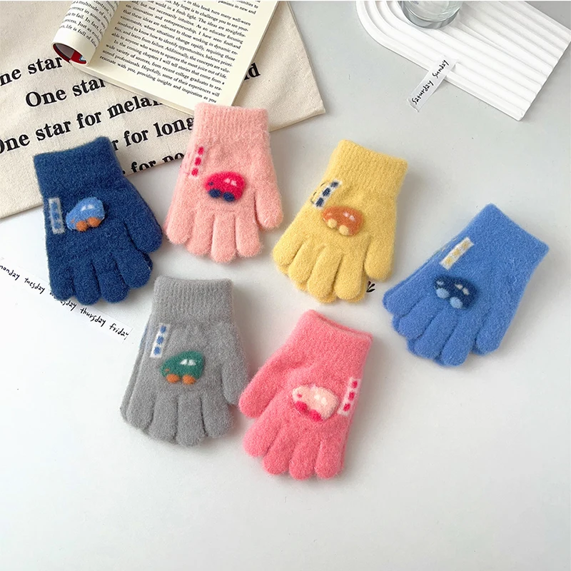 1-3Y Children's Winter Gloves Hand Warmer Thicken Full Fingers Gloves  Cartoon Toddler Kids Mittens Baby Winter Warm Gloves