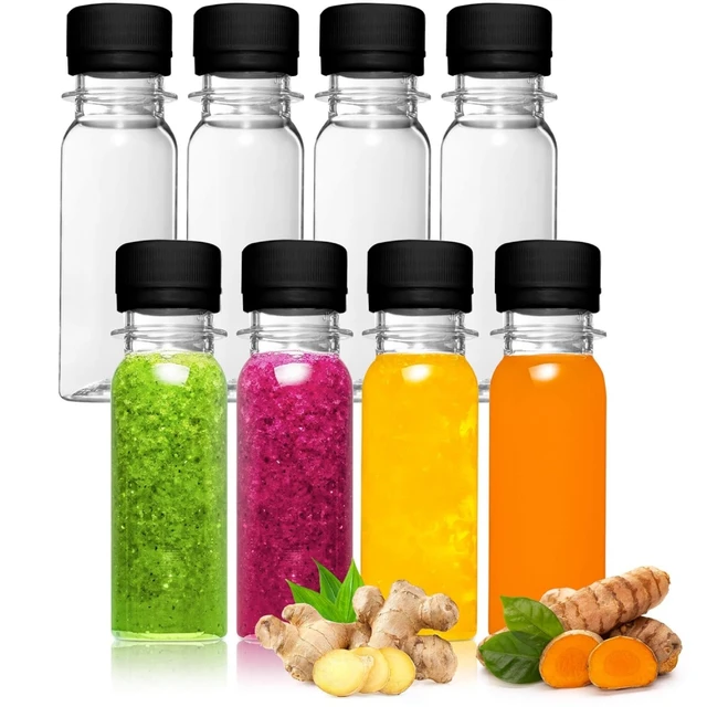 Small Plastic Bottles For Liquids, Ginger Shot Bottles With