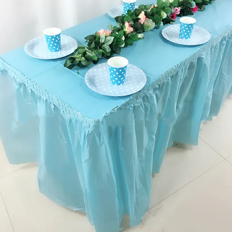 Table Skirt ZOYA Table Skirt Plastic Tableskirt Disposable Rectangular Tablecloth Skirt for Graduation Baby Shower Wedding Birthday Party