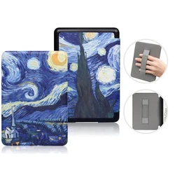 Sleek PU Leather Case with Hand Belt Strap and Sleep Cover - PQ94WIF (Starry Night)