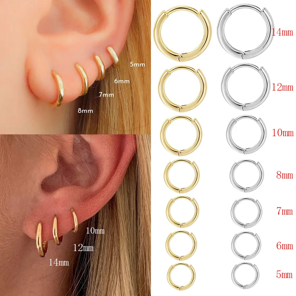 14k Gold Plated Huggie Hoop Earrings Women Minimalist Gold - Temu