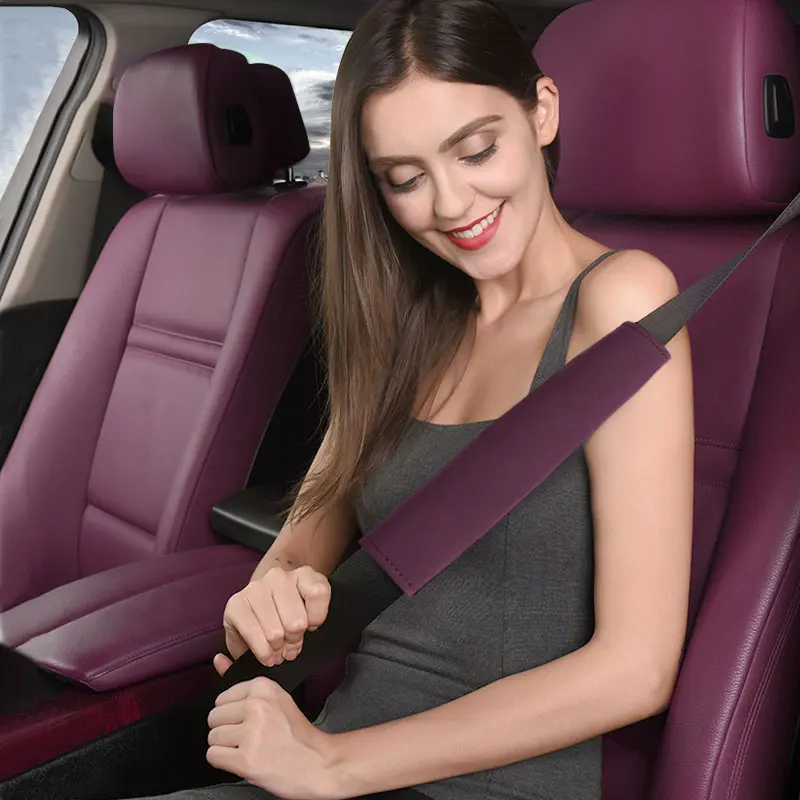 

2pc For Peugeot 206 207 307 407 408 308 607 508 3008Car seat belt shoulder pad seat belt protection seat belt leather protection