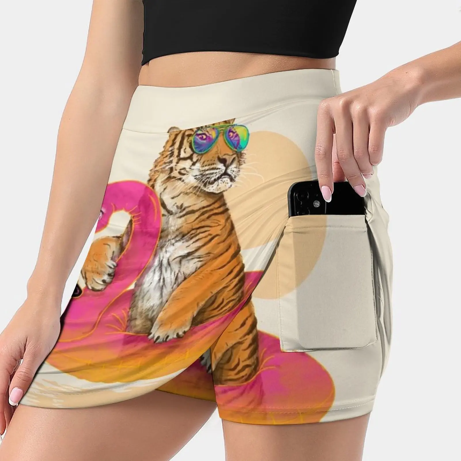 

Chillin , Flamingo Tiger Women's skirt Mini Skirts A Line Skirt With Hide Pocket Tiger Flamingo Cat Summer Sun Chill Chilling