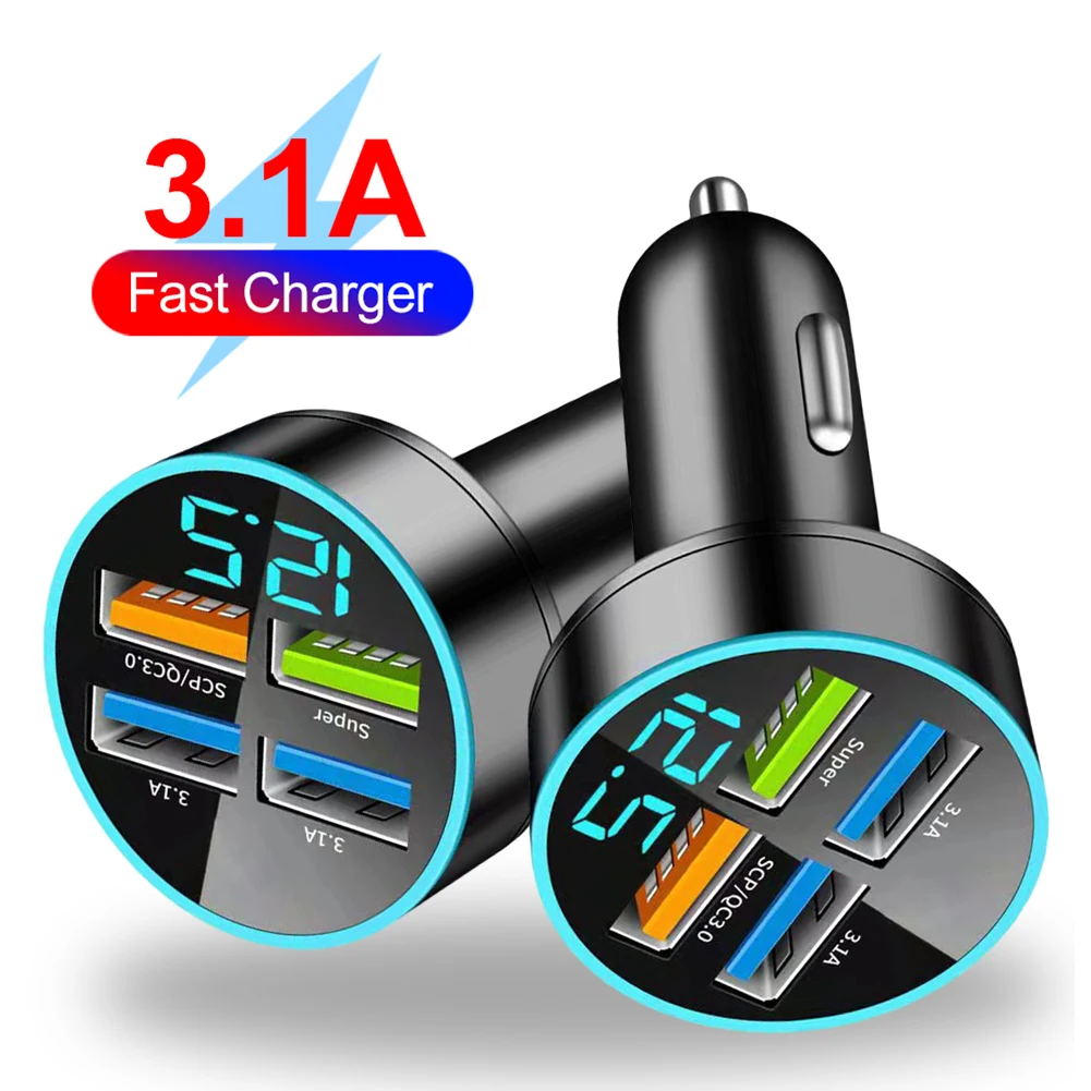 Universal Fast Car Charger 4 USB Port Universal Socket Adapter 15.5W 3.1A -4USB 4-in-one Car Charger  Car Electronics