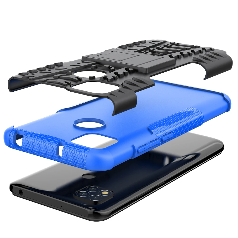 Für Xiaomi Redmi 9C Fall Abdeckung Rüstung Ständer Halter Robuste Silikon Stoßfest Stoßstange Fall für Xiaomi Redmi 9C für Redmi 9_voghion.com