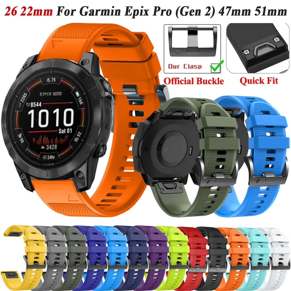 Epix Pro (Gen 2) 47Mm 51Mm Cinturino Quickfit Per Garmin Epix 2 Fenix 7 7X 6 6X Pro 5 5X Cinturino In Silicone Correa 22/26Mm