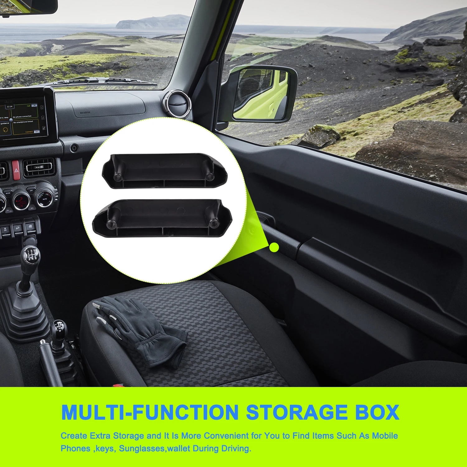 Door Inner Armrest Storage Box Tray Organizer For Suzuki Jimny