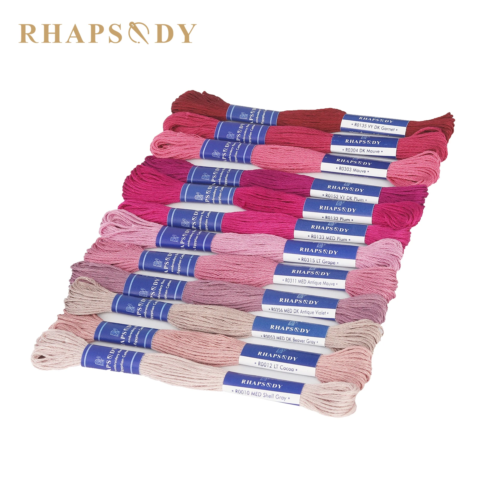 Rhapsody Premium Egyptian Cotton Embroidery Floss Collection - 12 Vibrant Colors, Double Mercerized, 8-Meter Skeins