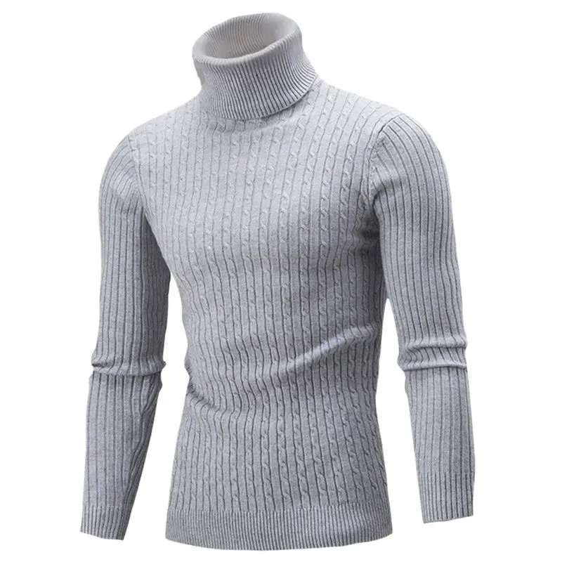 

Autumn Winter Men's Turtleneck Sweater Men's Knitting Pullovers Rollneck Knitted Sweater Warm Men Jumper Slim Fit Casual Sweater