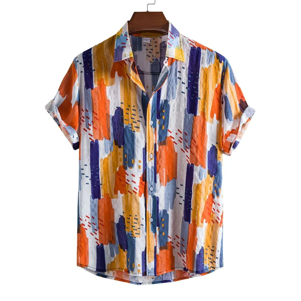 

Mens Colorful Floral Shirts Casual Hawaiian Shirt Short Sleeve 2023 Summer Tropical Beach Holiday Aloha Rock Shirts Male Chemise