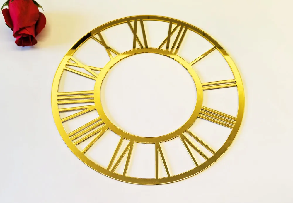 Set of 2 Elegant Clock Face for Resin Crafts DIY Round Mirror Clock Dial Plate with Roman Numerals Resin Accessories