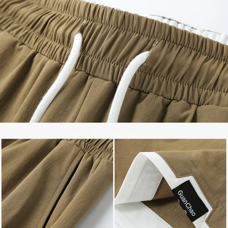 2024 Summer New Cargo Casual Solid Color Shorts Men Clothing Straight Drawstring Big Pockets Men Pants AZ839-1