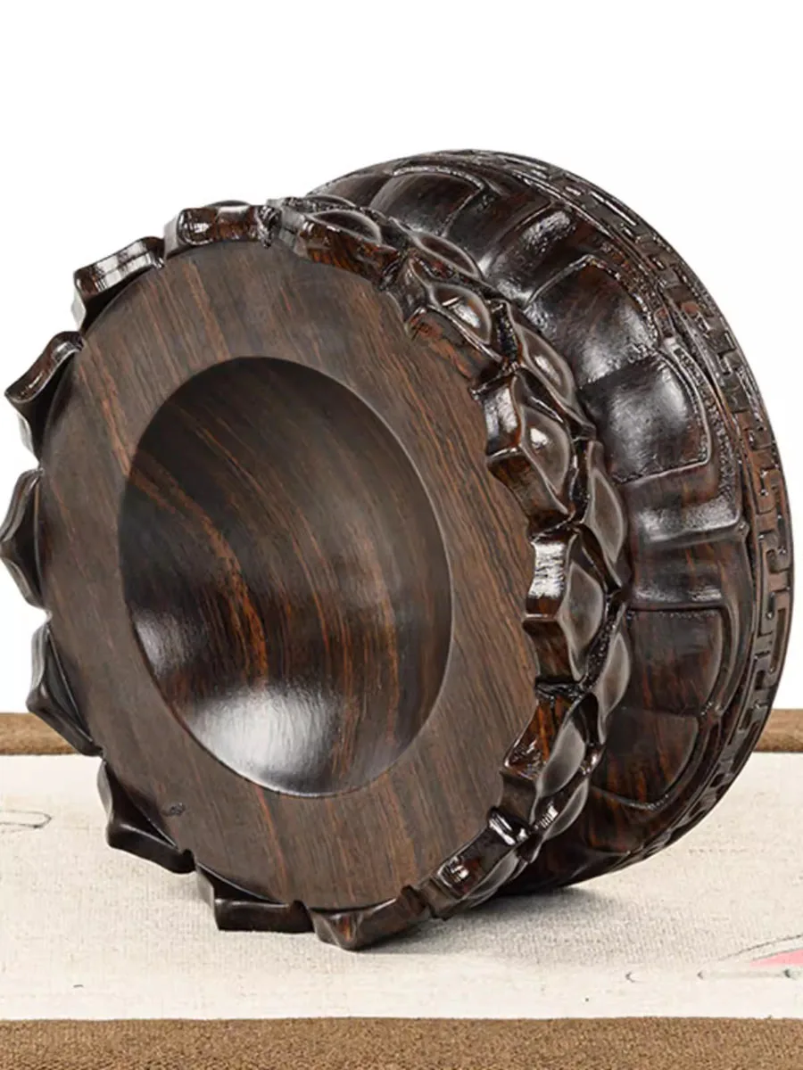 Solid wood rotatable crystal ball base spherical raised base Feng Shui ball egg carving gourd curved ornament wooden base